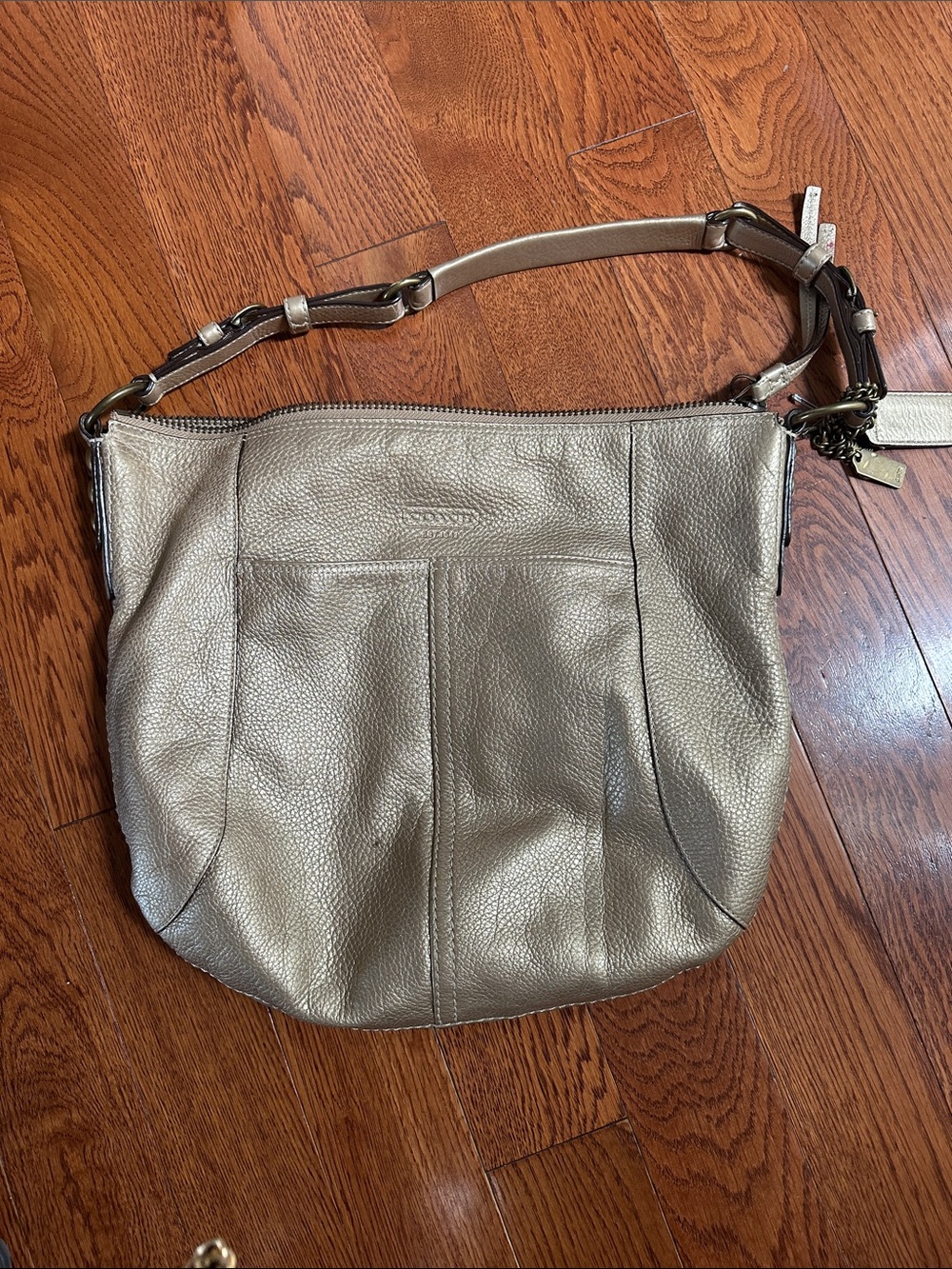 Coach Gold Pebbled Leather Shoulder Bag
